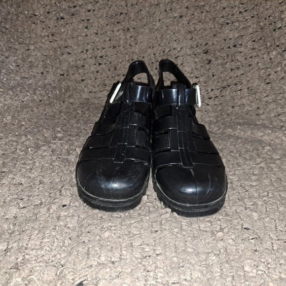 JUJU BABE-Heeled Jelly Sandals-Black-UK 7-US 9-Excellent - Picture 3 of 8